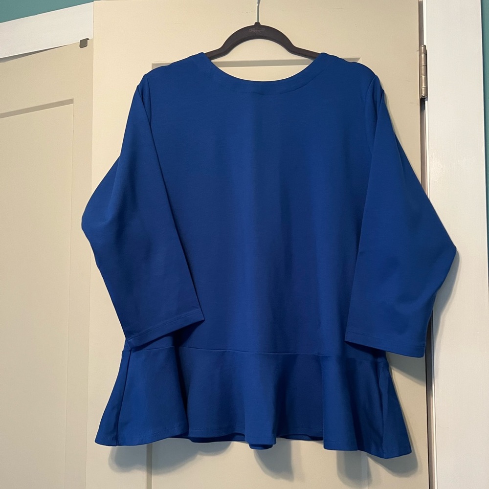 Lands End Cobalt Blue Peplum Knit Top